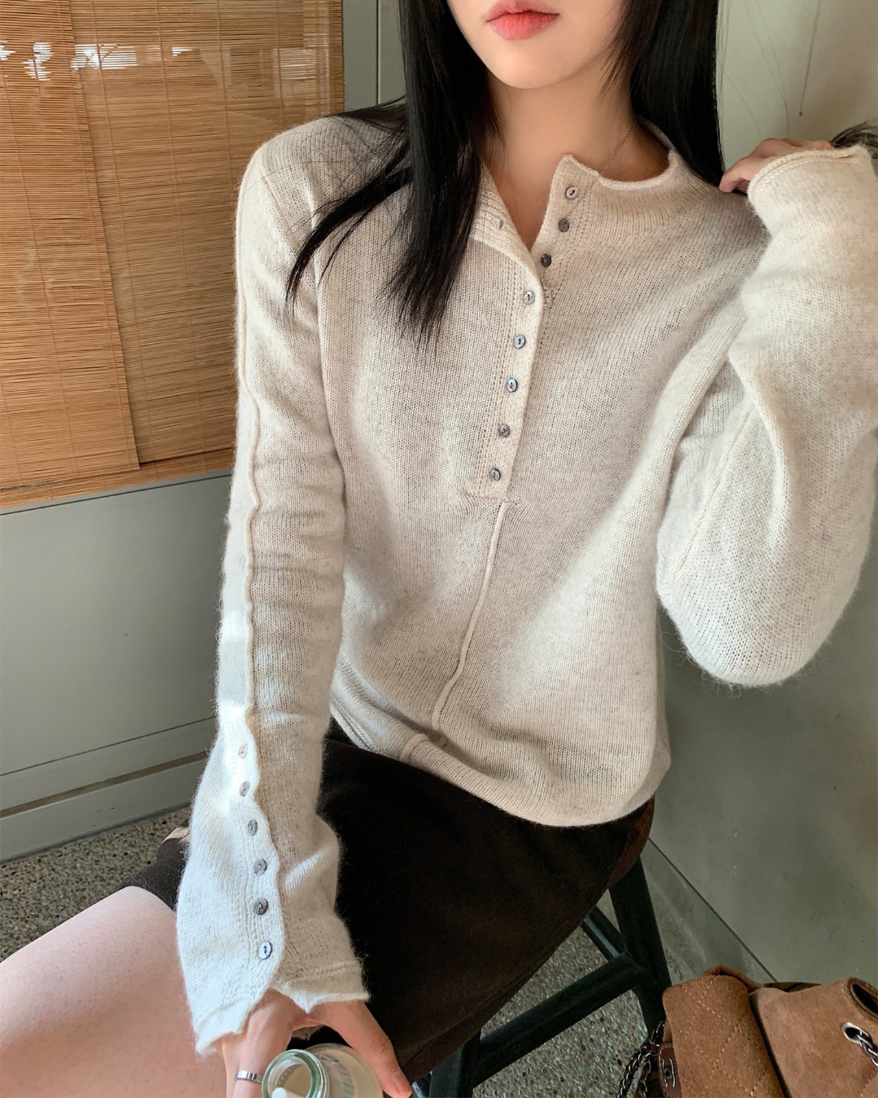 ボタン袖ロングスリーブニット 3color A0777 - 8