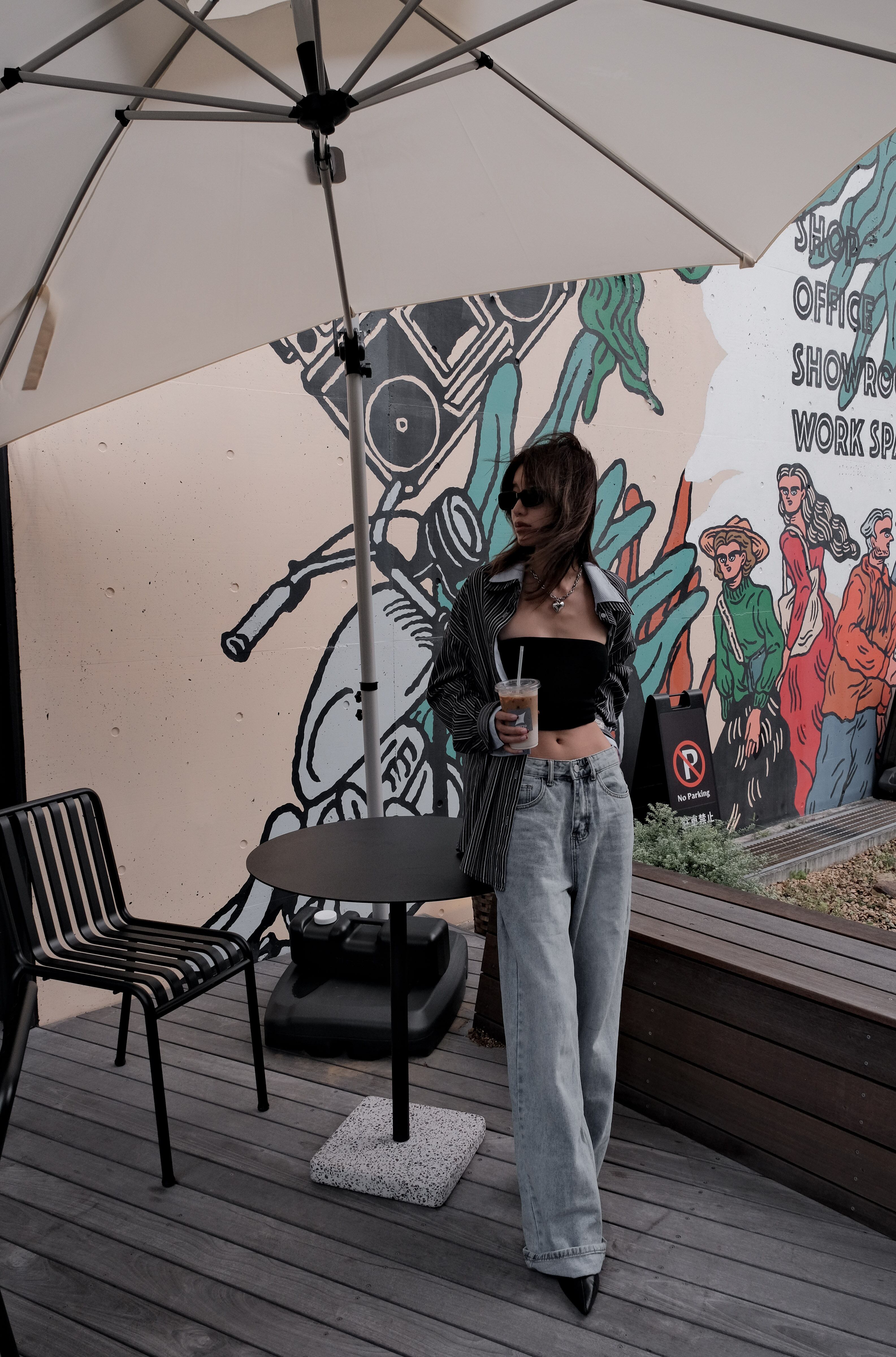 ボーイフレンド ストライプシャツ