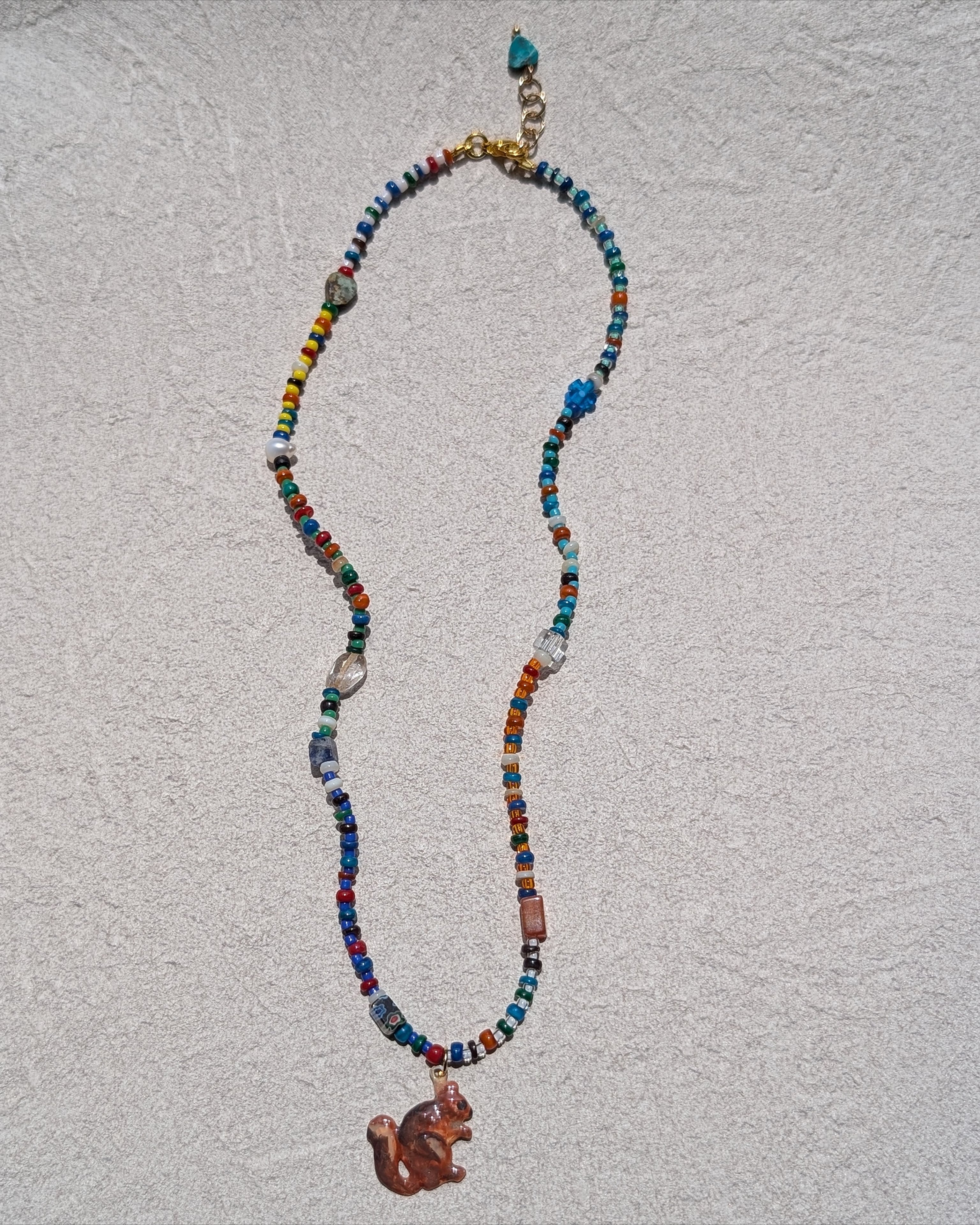 【labyrinthvintage】 SQUIRREL & beads necklace