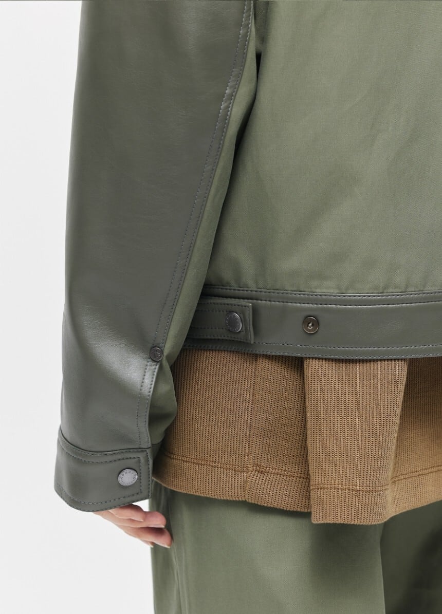 ☆TXT ヨンジュン 着用！！【ADDOFF】 FRONT LEATHER MIX JACKET