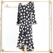 フラメンコ 衣装 DOCE del Flamenco ドセデルフラメンコ ドレス ワンピース ブラック系 ホワイト系 黒 白 水玉 ドット レース かわいい ダンス パーティ 発表会 舞台 踊り ダンス衣装