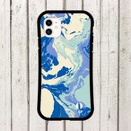 受注生産 iPhoneケース 青とクリーム色の波マーブル｜マーブルアート PABS091C