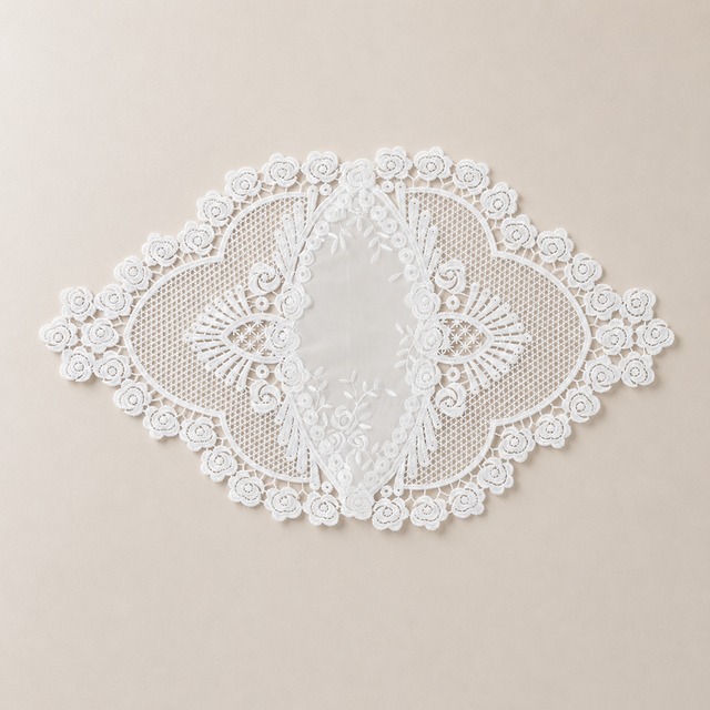 ローズガーデン 刺繍レース ドイリー 35×50cm　雑貨 RE78666