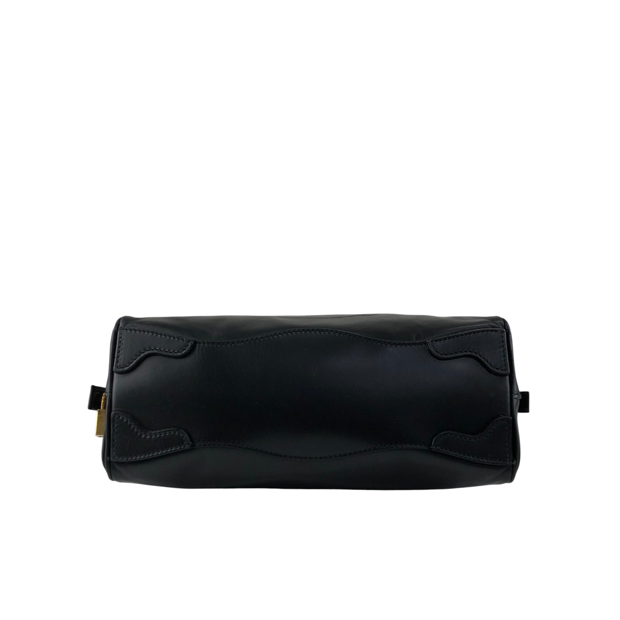 PRADA プラダ ハンドバッグ ブラック ロゴ型押し レザー ボストン