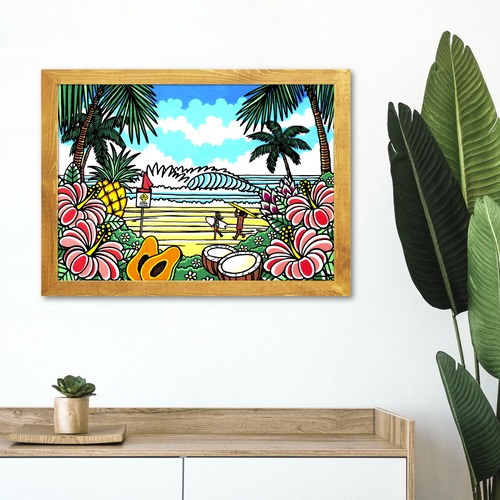【原画】Wood Panel A2 Size（Pipeline Fruits）with Frame