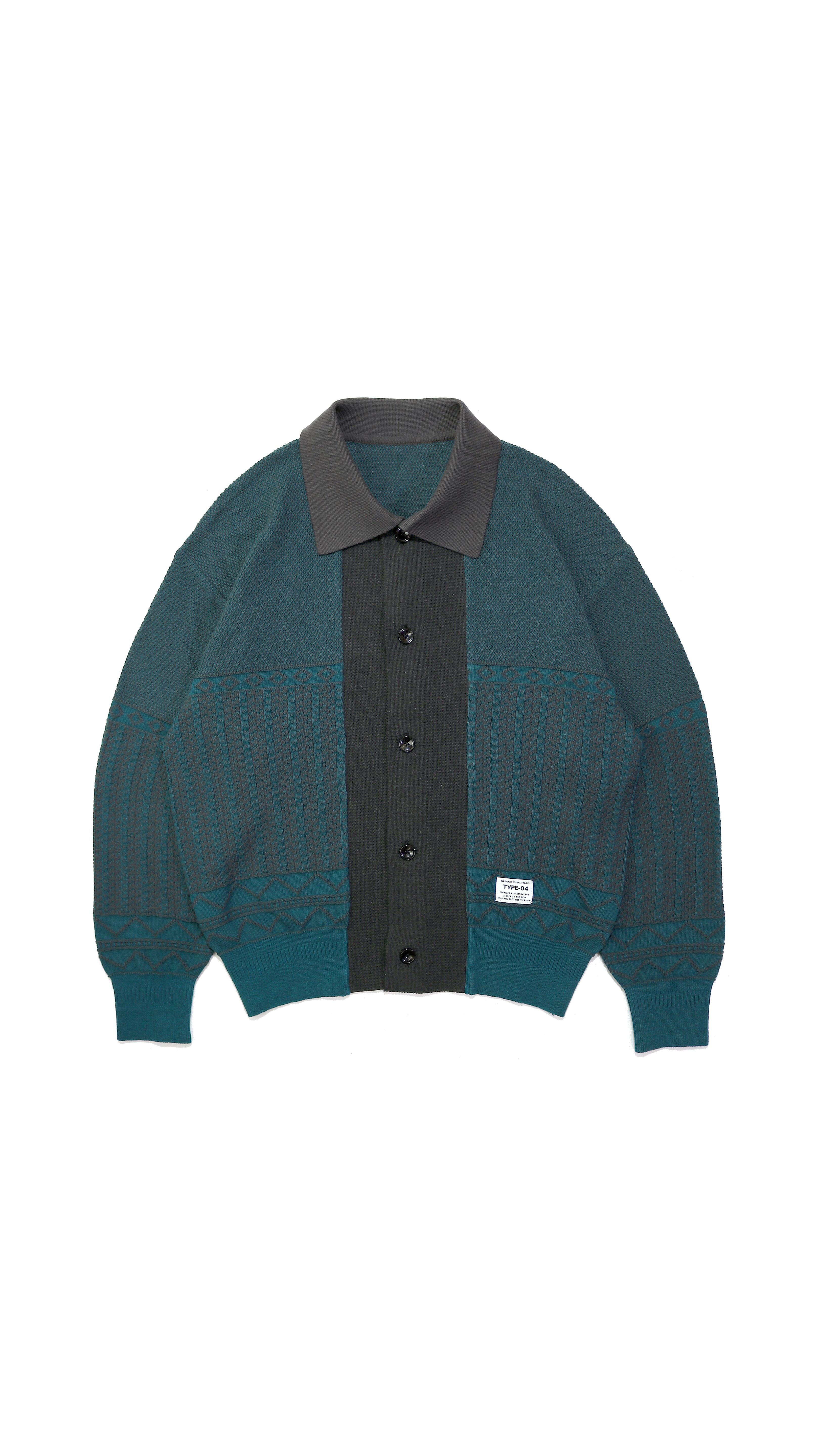 elephant TRIBAL fabrics エレファブ 】FRONT PANEL KNIT SHIRT OCEAN