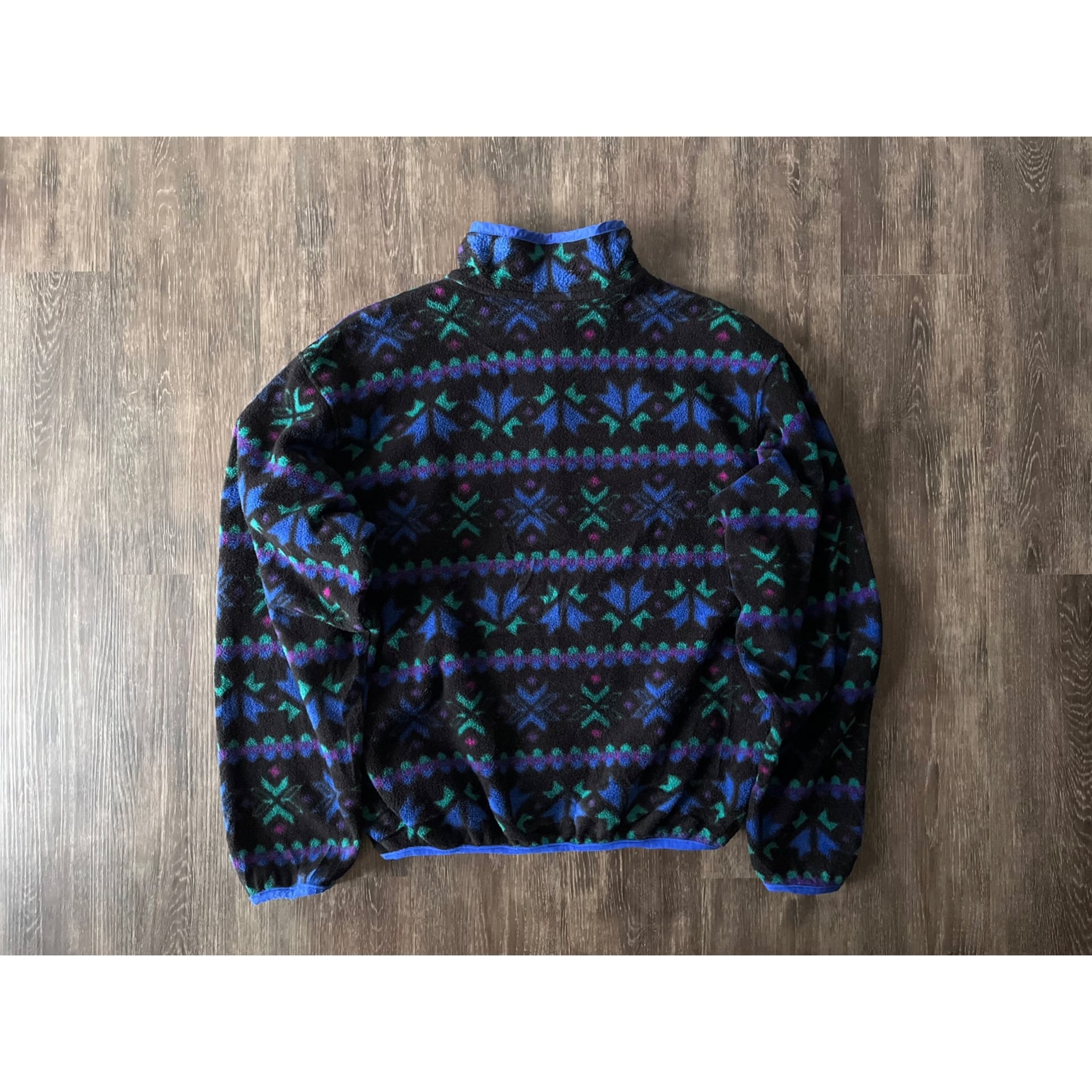 80s llbean l/s nordic pattern fleece snap tee エルエルビーン