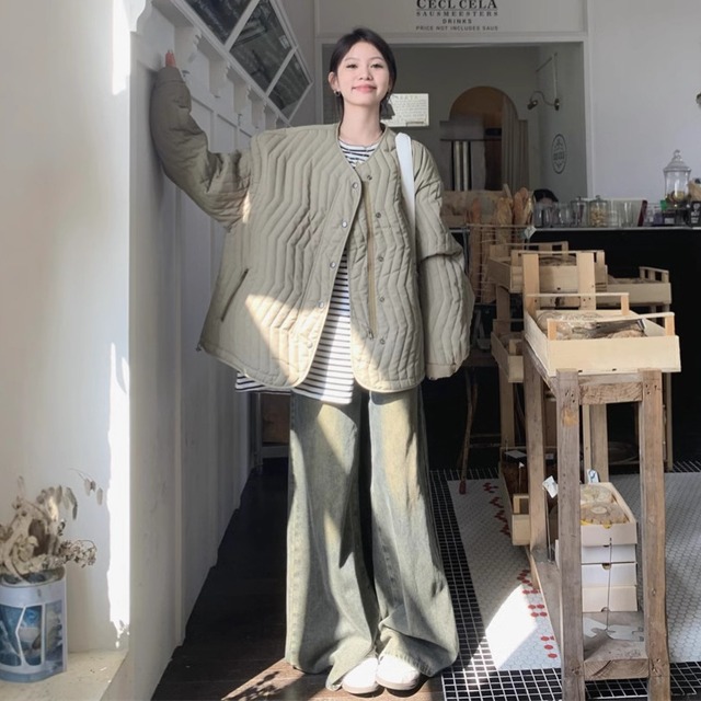 【outer】ラウンドネックショートダウン　M28264