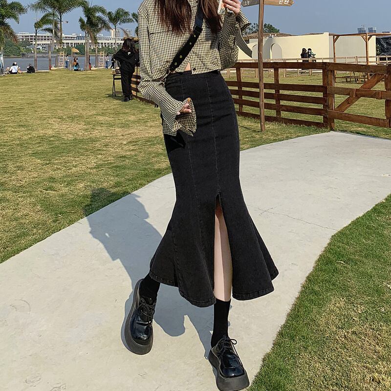 フロントスリットデニムマーメイドスカート 韓国レディースファッション通販 Krex ケーレックス