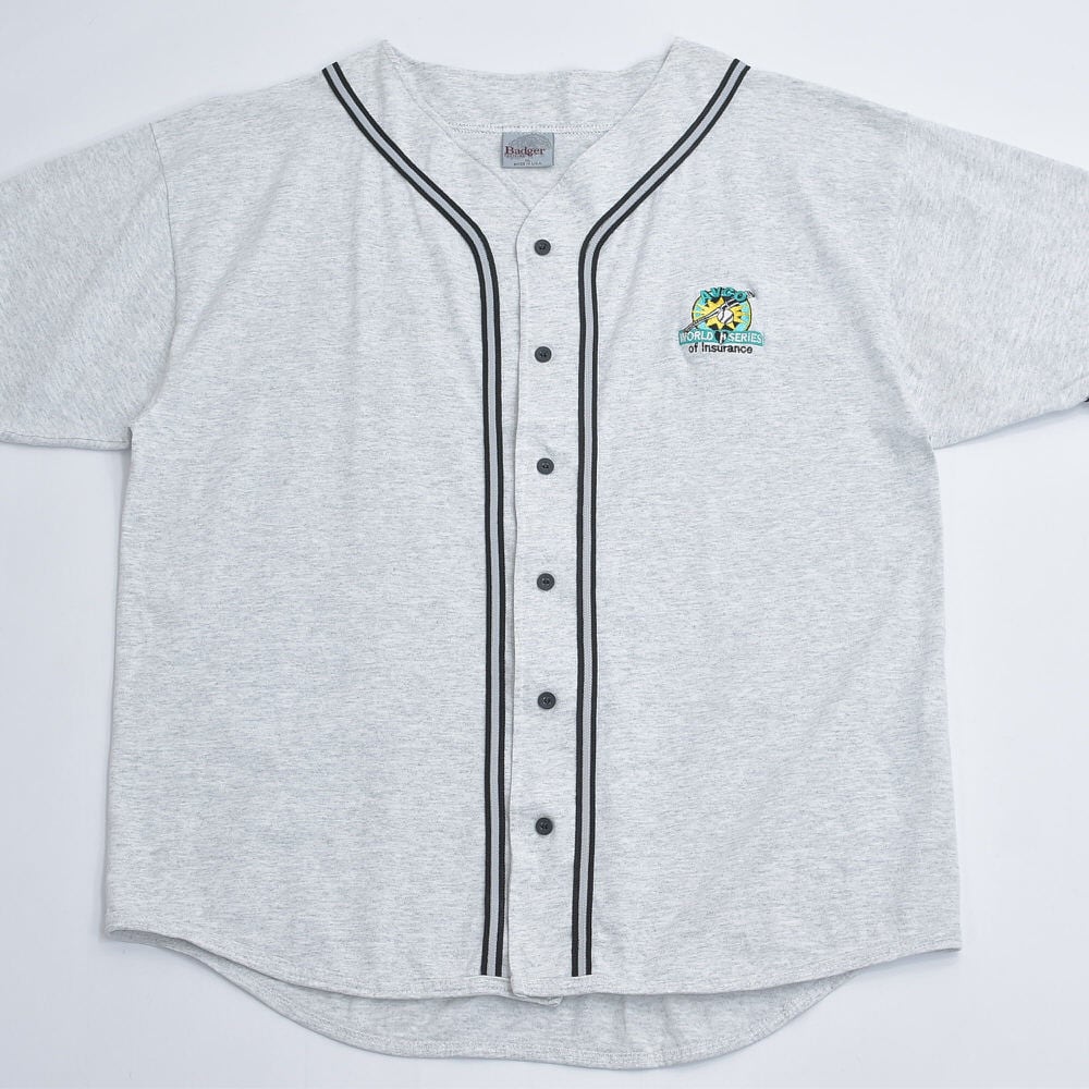 90s USA製 Badger バジャー 企業モノ 刺繍 ロゴ ベースボールシャツ