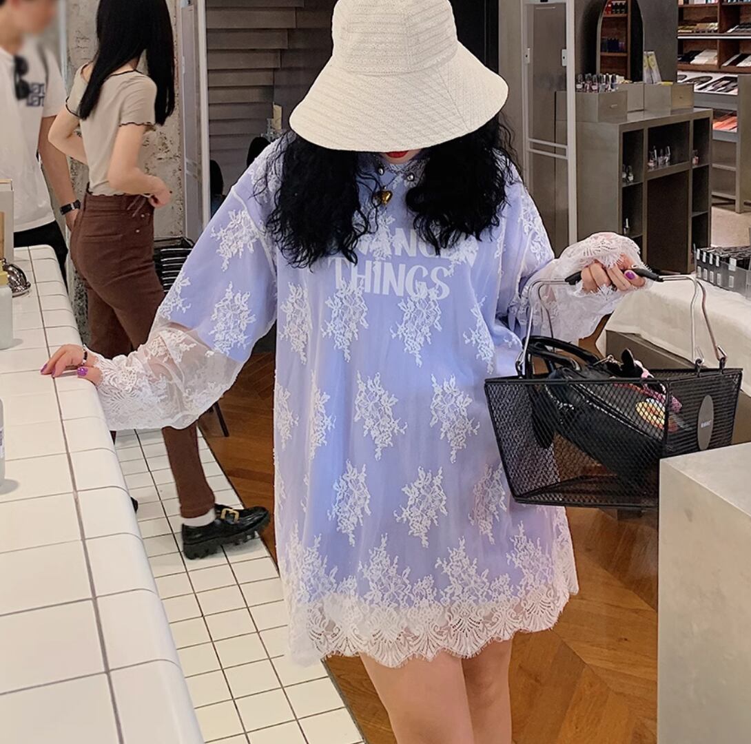 【plus size】レース付きBIGTEE_LN02788