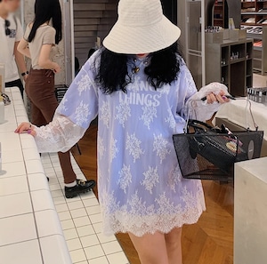 【plus size】レース付きBIGTEE_LN02788