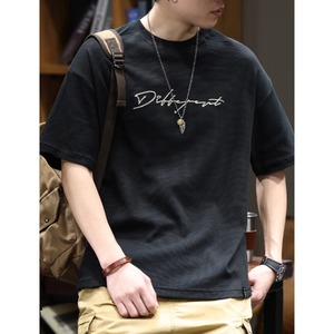 フロントレター刺繍クルーネックTシャツ 2カラー 10891
