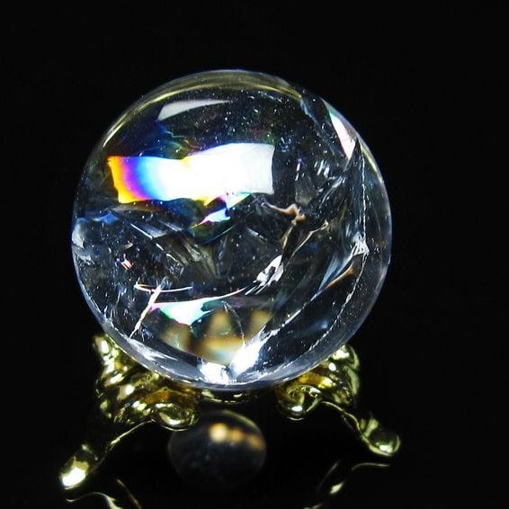 アイリスクォーツ 水晶 丸玉 虹入り 27mm スフィア 置物 水晶玉 一点物 141-7083