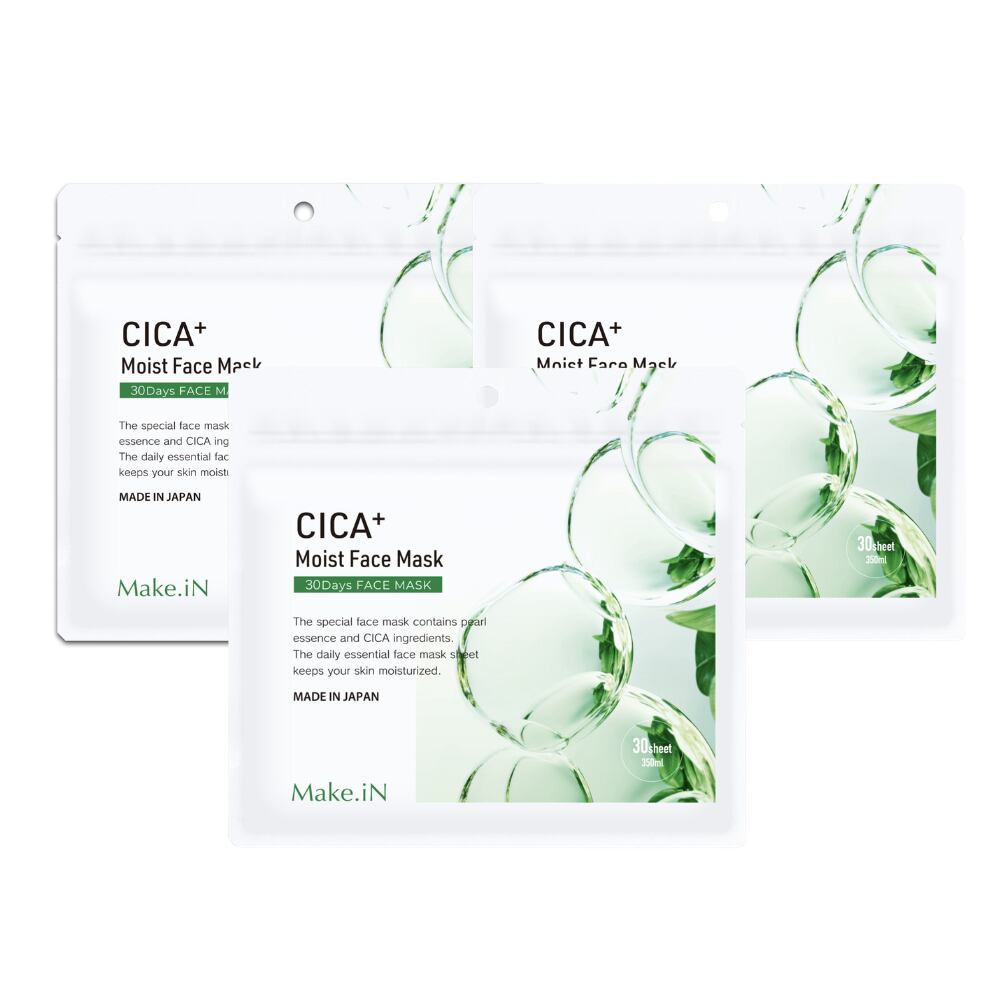 【お得な3袋セット】CICA MOIST FACE MASK シカ モイストフェイスマスク 30枚入り Make.iN パック 日本製