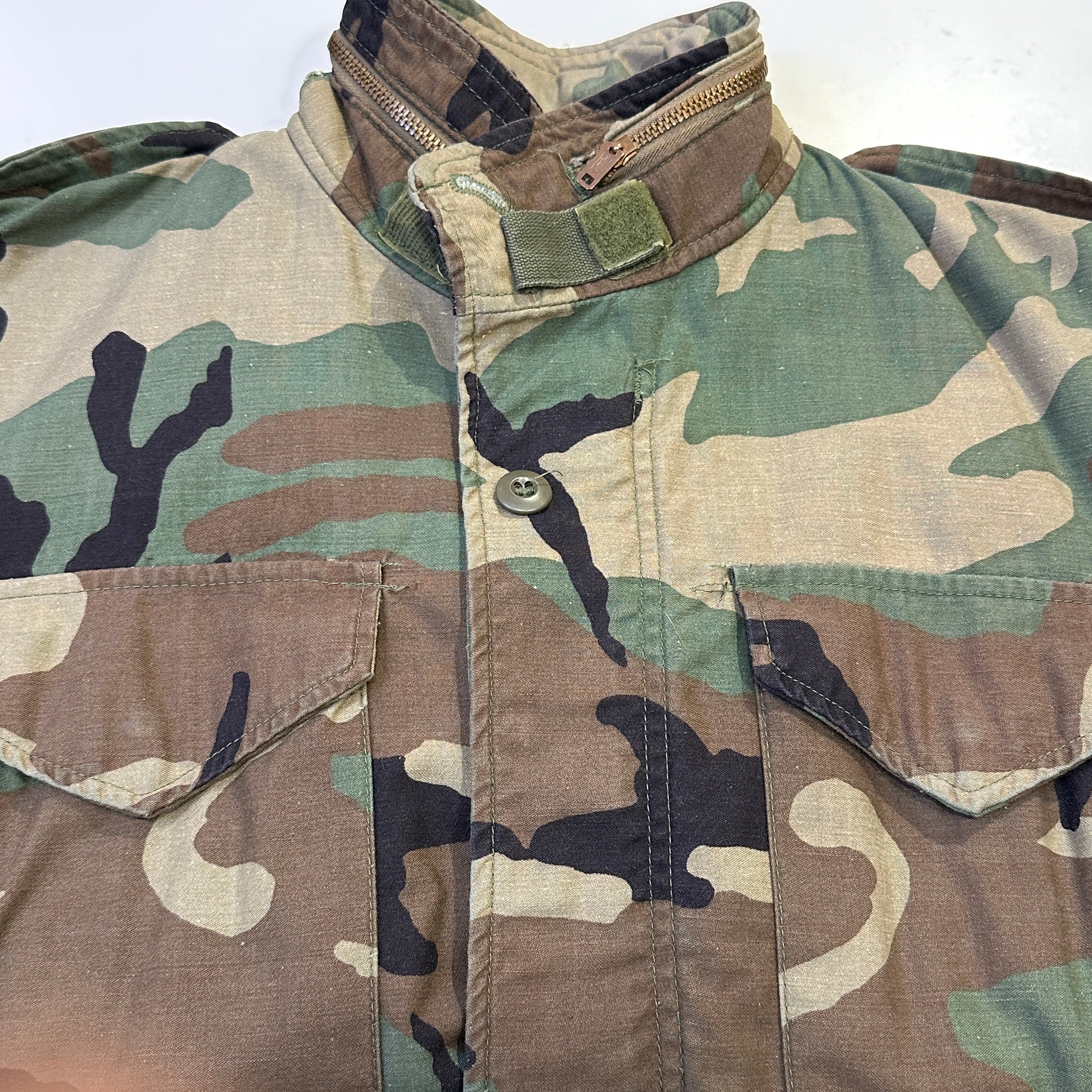 80sUSM65カモフィールドジャケット所属ワッペン階級章付実物使用感求める方へ 1980s US ARMY M-65 WOODLAND CAMO FIELD JACKET | safarionline