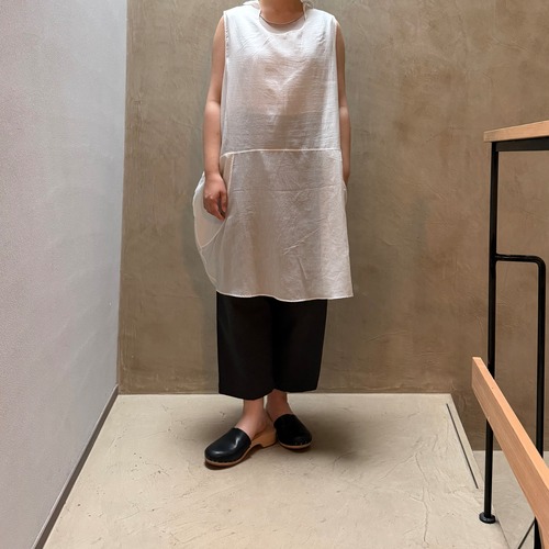 monSakata  〈コットンシルク〉ピヨコ衿ワンピース　白