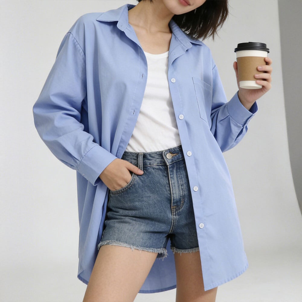 ロング シャツ 長袖 レディース 春秋 韓国 彼シャツ おしゃれ 大人 きれいめ オーバーサイズ シンプル ブラウス 羽織り ゆったり カジュアル トップス 大人可愛い 大人女子