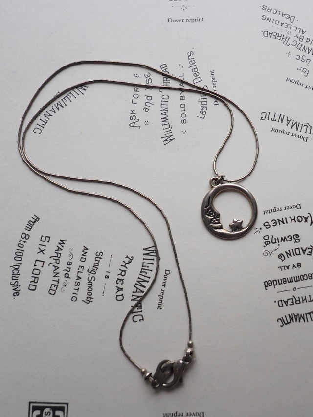 Vintage USA Silver Moon Pendant Necklace