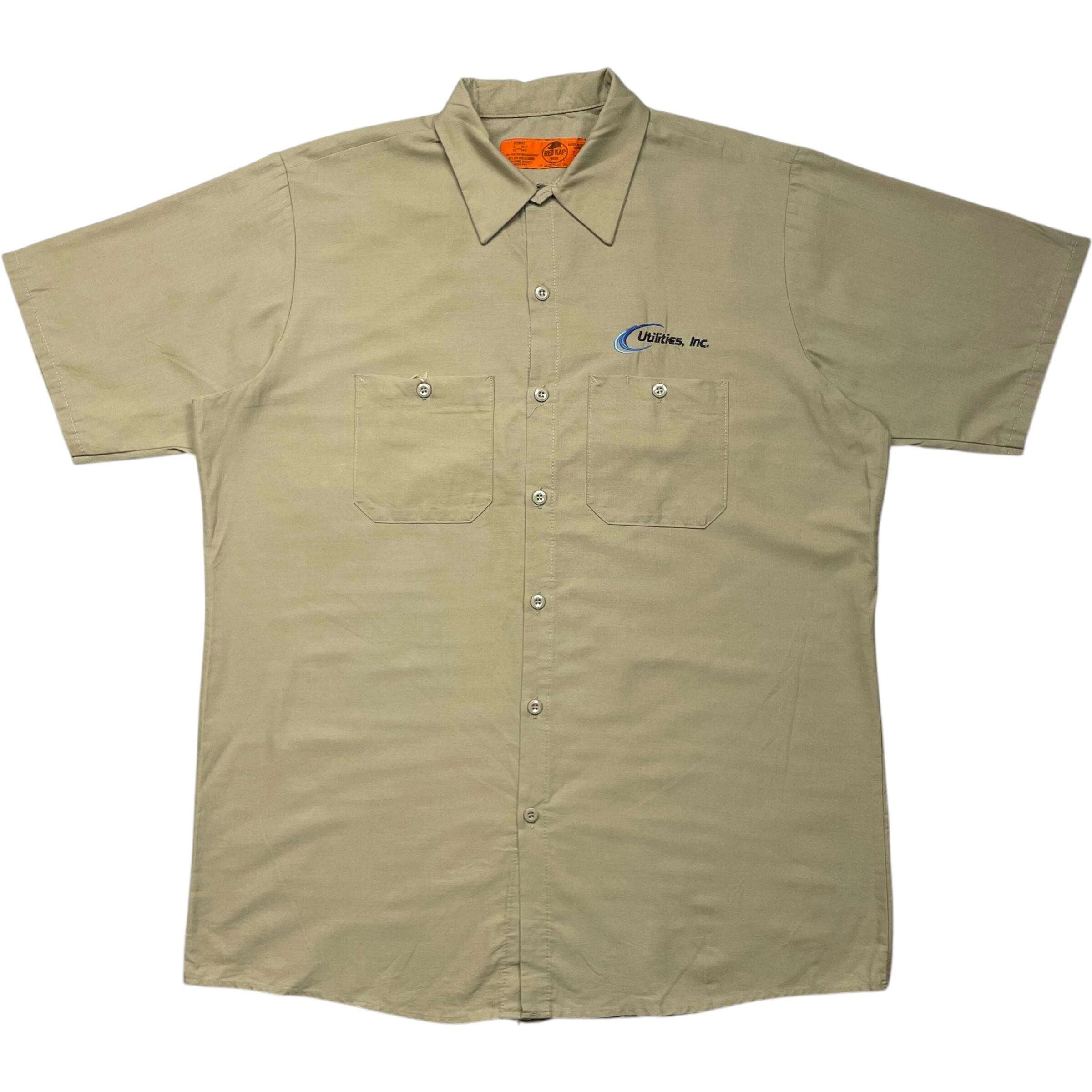《L》 REDKAP レッドキャップ ワークシャツ 半袖シャツ 企業ロゴ ベージュ no.6547