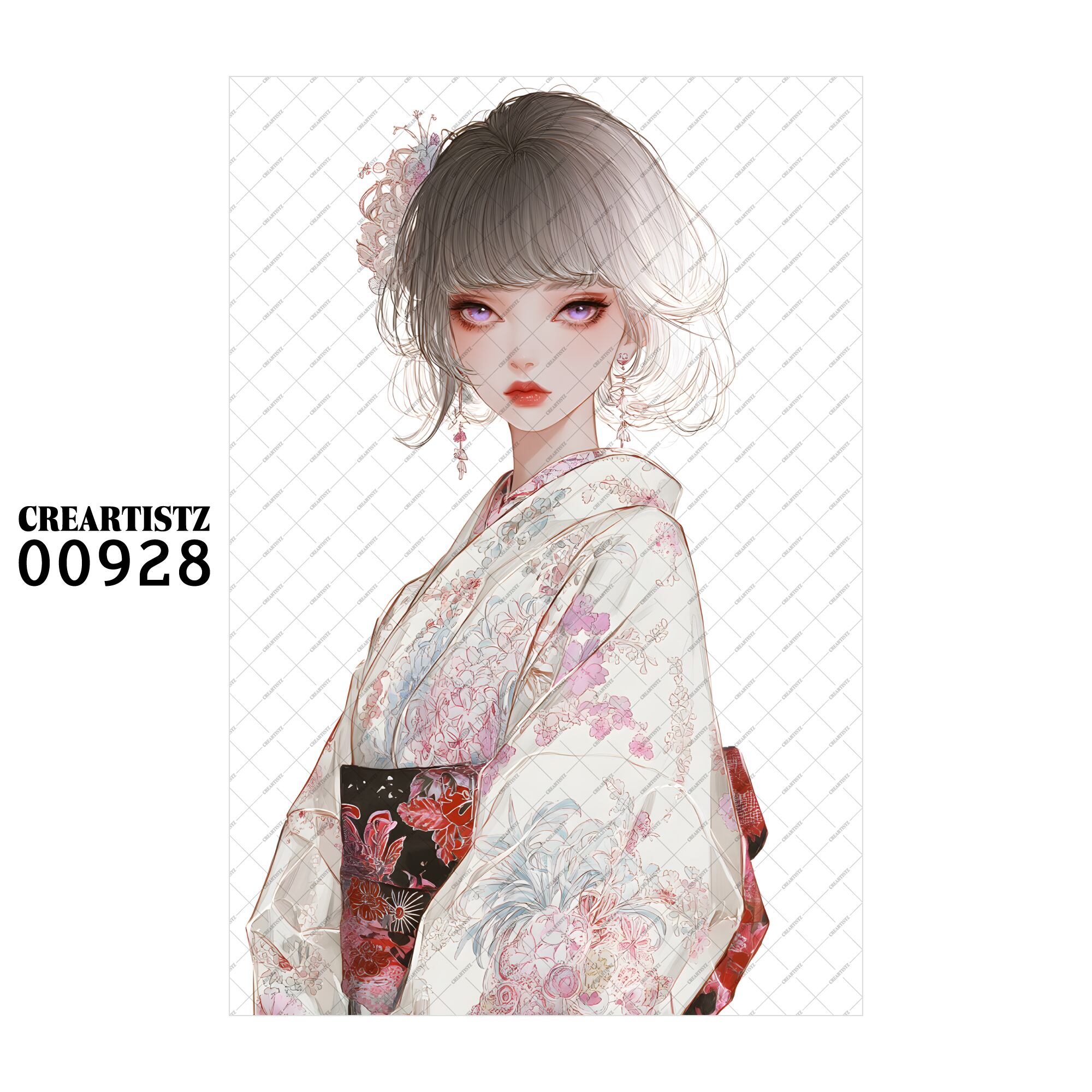00928 ガール キュート オリジナル ペーパー/ステッカー 4枚セット CREARTISTZ