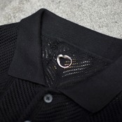 mesh knit polo black