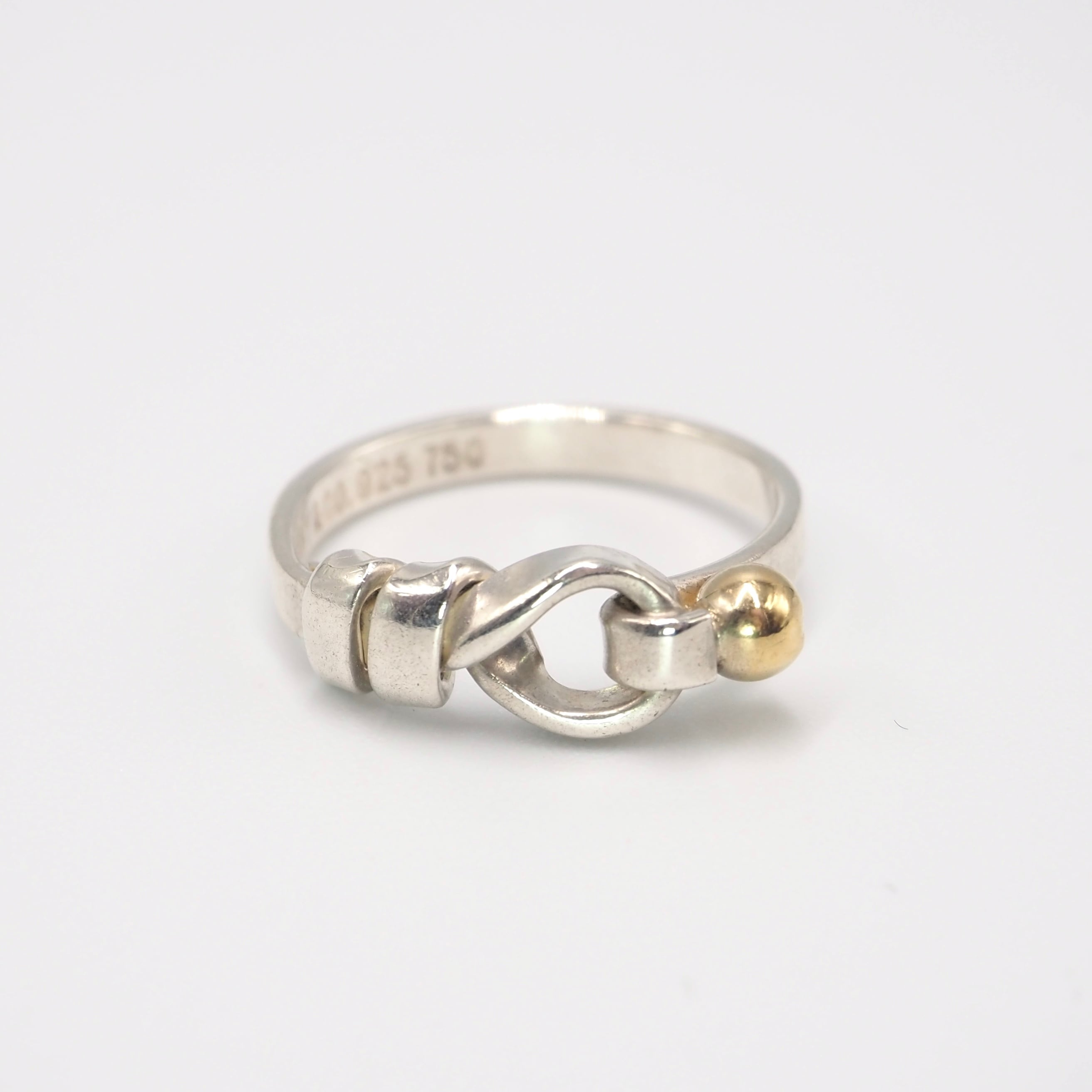 Tiffany & Co. K18コンビ フックアイリング Tiffany&Co. 約11号 フック&アイ コンビ リング シルバー925 K18