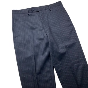 HERMES black wool stripe slacks