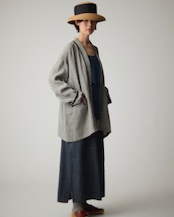 【suie】Linen silk lightweight gown/リネンシルクガウン(千鳥ブラック)