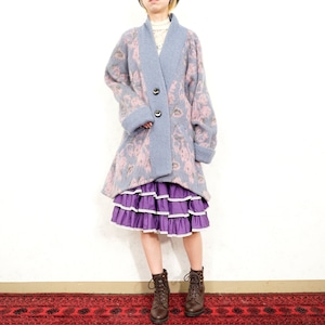 EU VINTAGE Les -Knit Ltd. PATTERNED DESIGN KNIT COAT MADE IN ICELAND/ヨーロッパ古着柄デザインニットコート(カーディガン)