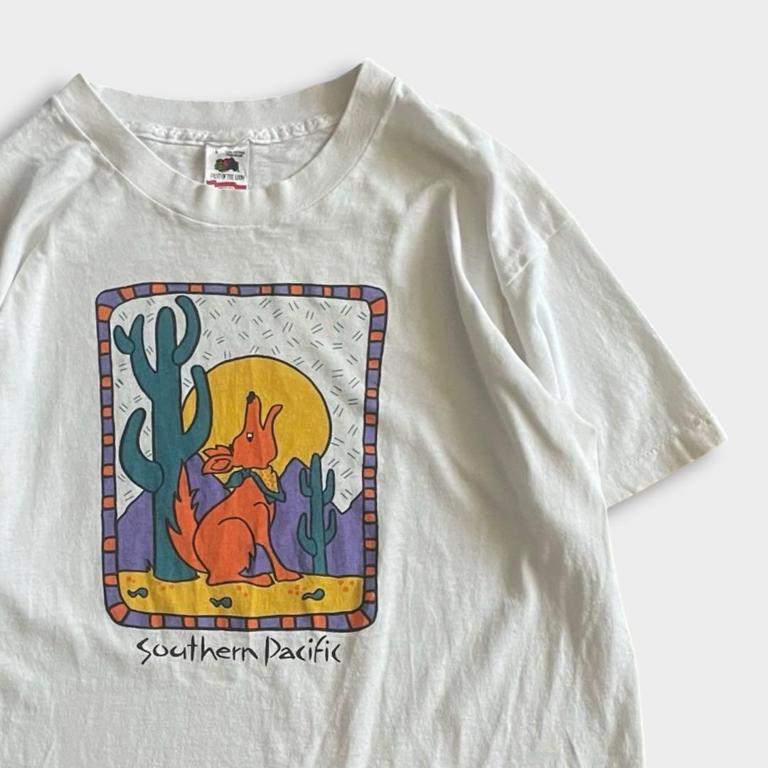 USA製 90s Hanes 動物 オオカミ Tシャツ 黒 グッドレギュラー | LUCKY