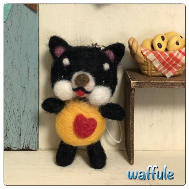 羊毛フェルト スニーカー黒柴さん | はんどめいど雑貨 waffule