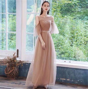 ★送料無料★11号(L)★チュールロング丈パ－ティ－ドレス(OPN2228)