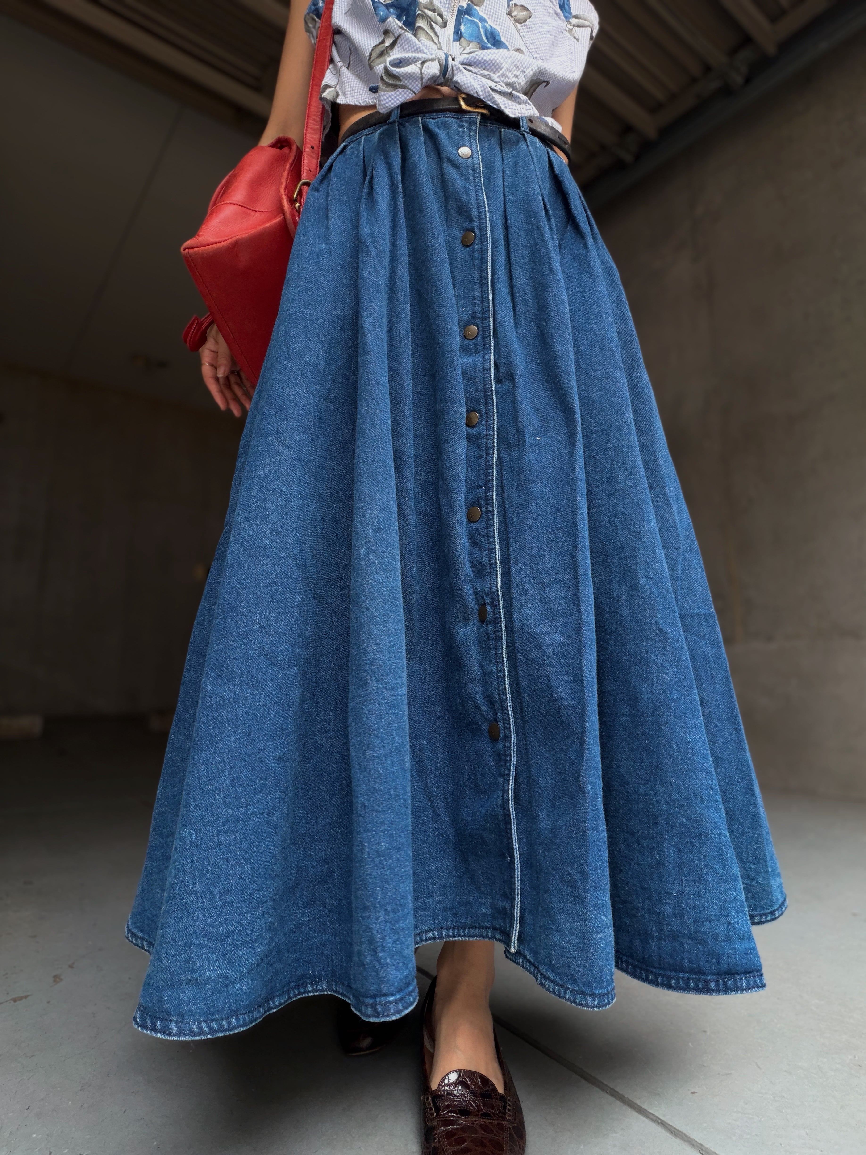 (SK040)Fronte snapbutton denimskart