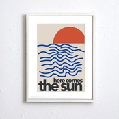 Here Comes The Sun｜夕日と波のミニマルアート 海 モダン 北欧デザイン  インテリアA4ポスター
