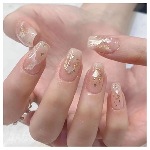 【特価処分】ネイルチップ 24枚入ショート 夏人気 和風 かわいい シンプル おしゃれ 成人式 入学式 卒業式 結婚式 パーティー 花嫁ネイル 日常生活に使用できます 両面テープ ウッドスティック ネイルファイル付き（YL235）