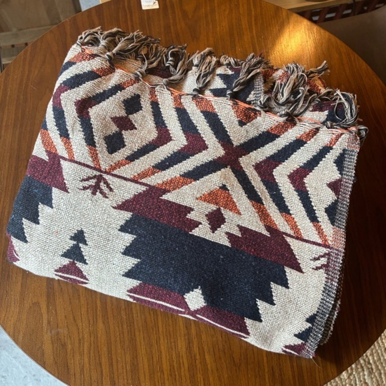 India Chimayo rug　チマヨラグ　125×175cm  オルテガ　アイボリー　2人掛けソファ　ビーチマット　ソファカバー　ベッド　リビング　車内マット　コットン　綿