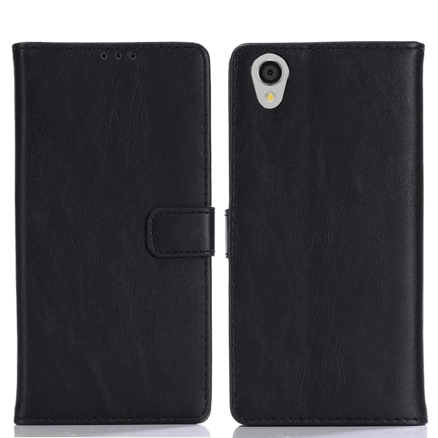 【Viesa】クラシックレトロ 手帳型 ケース 互換性 AQUOS sense2/SH-01L/SHV43/SH-M08/ Android One S5 対応 SHARP スマホケース (ブラック) PU革 財布型 横開き 手帳ケース 適用 アクオス センス2 アンドロイドワンs5 BLACK