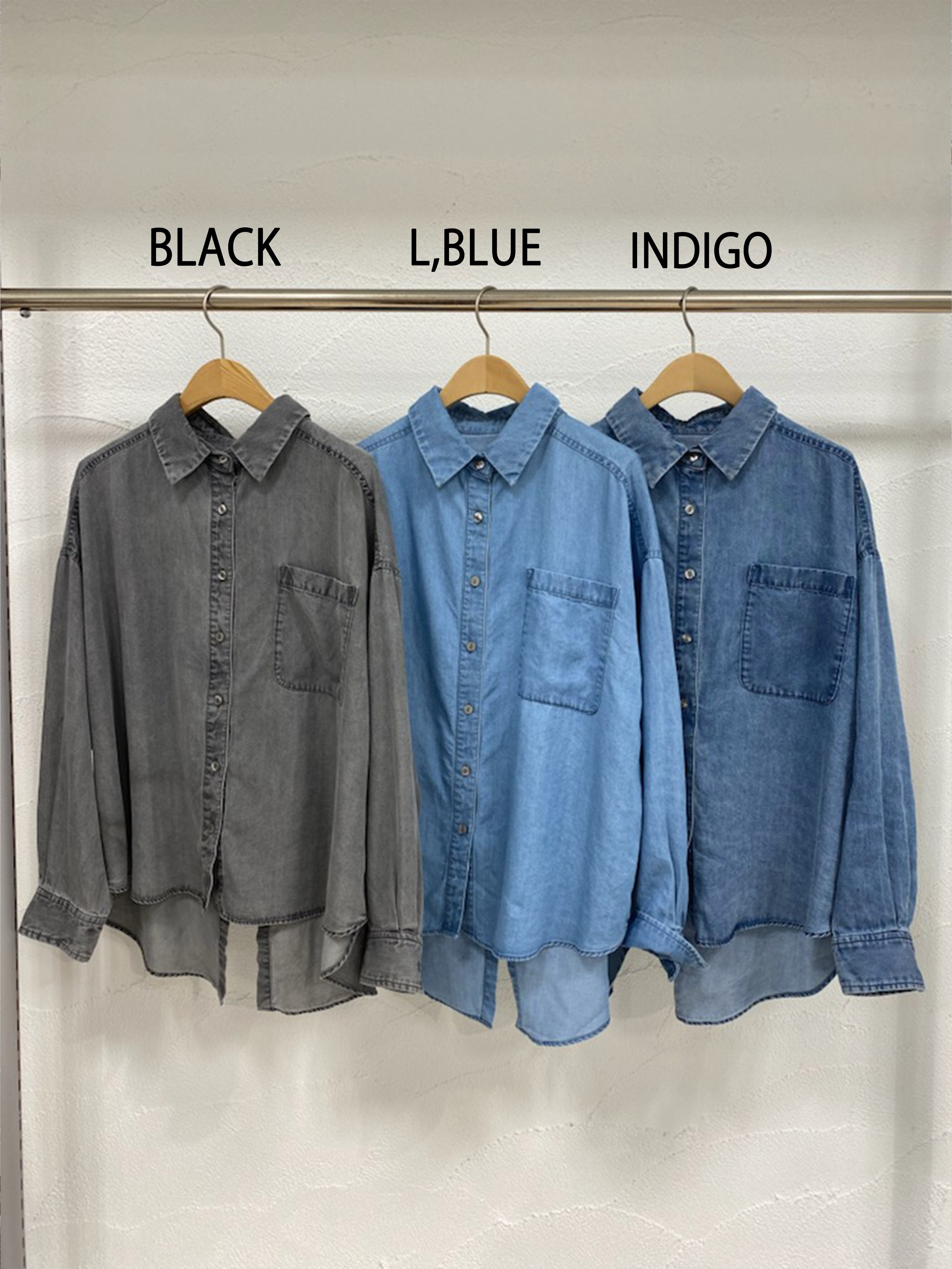 R712704 CB釦テンセルデニムシャツ INDIGO/BLACK | ROSIEE