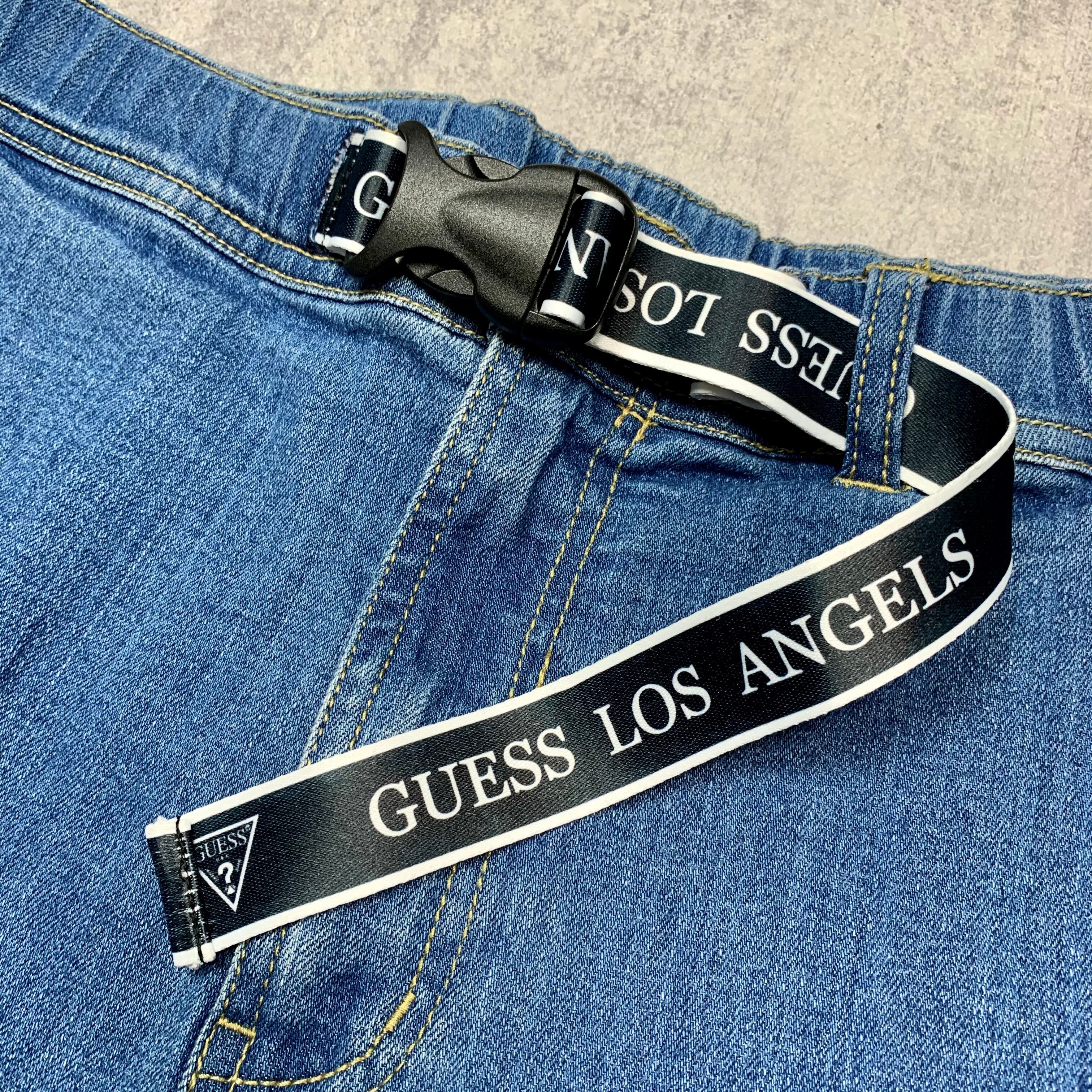 美品 GUESS JEANS バック刺繍 ロゴ ダメージ加工 デニムジャケット