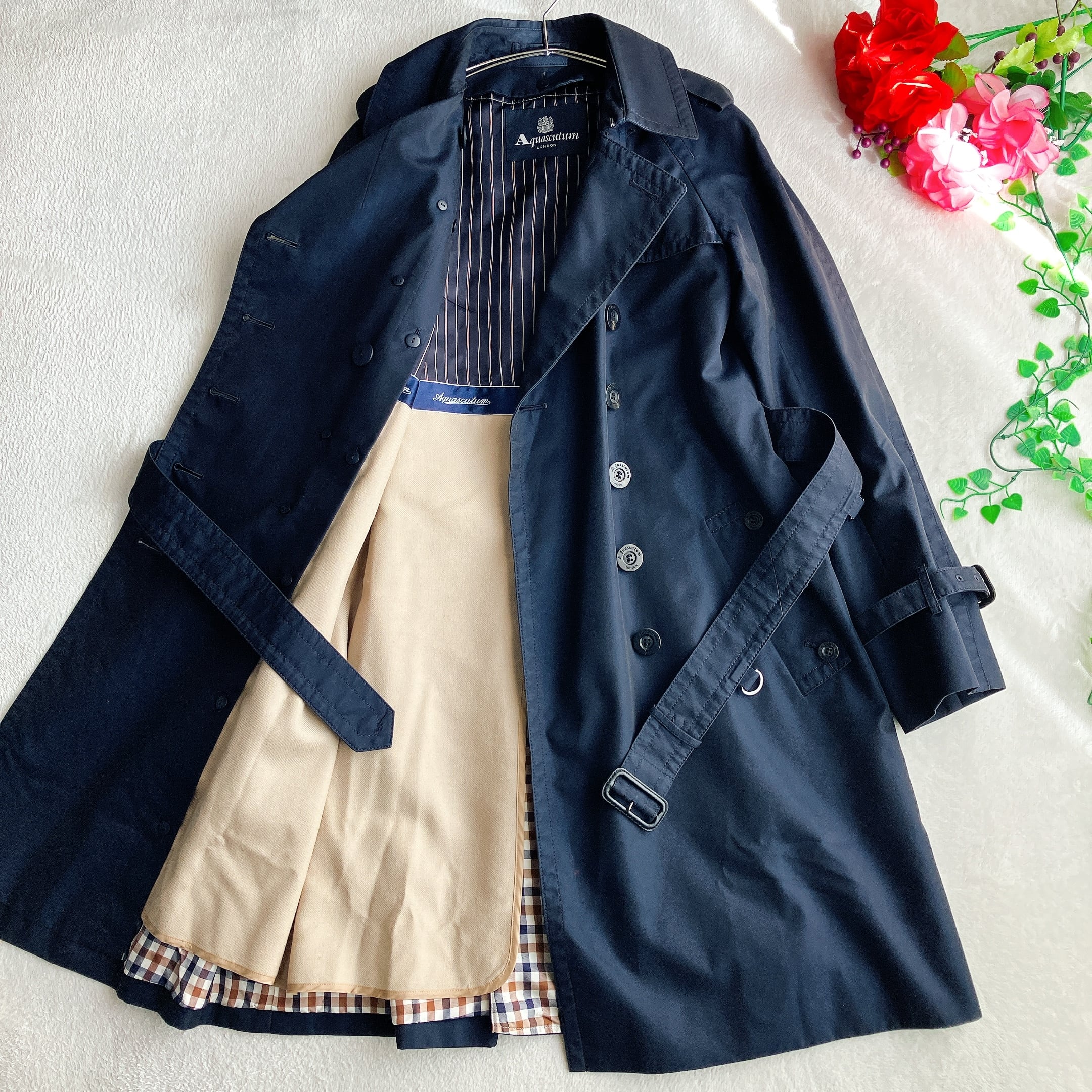 美品】Aquascutum アクアスキュータム☆ウールライナー付き トレンチ