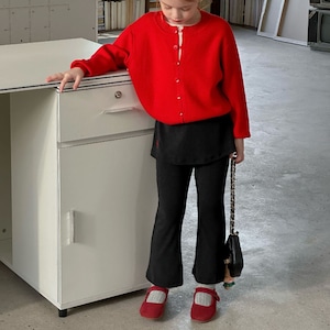 秋フェイクレイヤードフレアパンツ