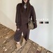 セットアップ ニット Vネック クロップドワイドパンツ ブーツ映えパンツ カジュアル 2点セット 暖か