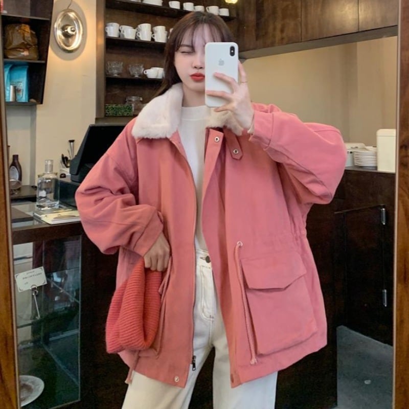 ジャケット ウィンタースタイルベルベットルーズコート コットン 冬物 萌量不足85185446100