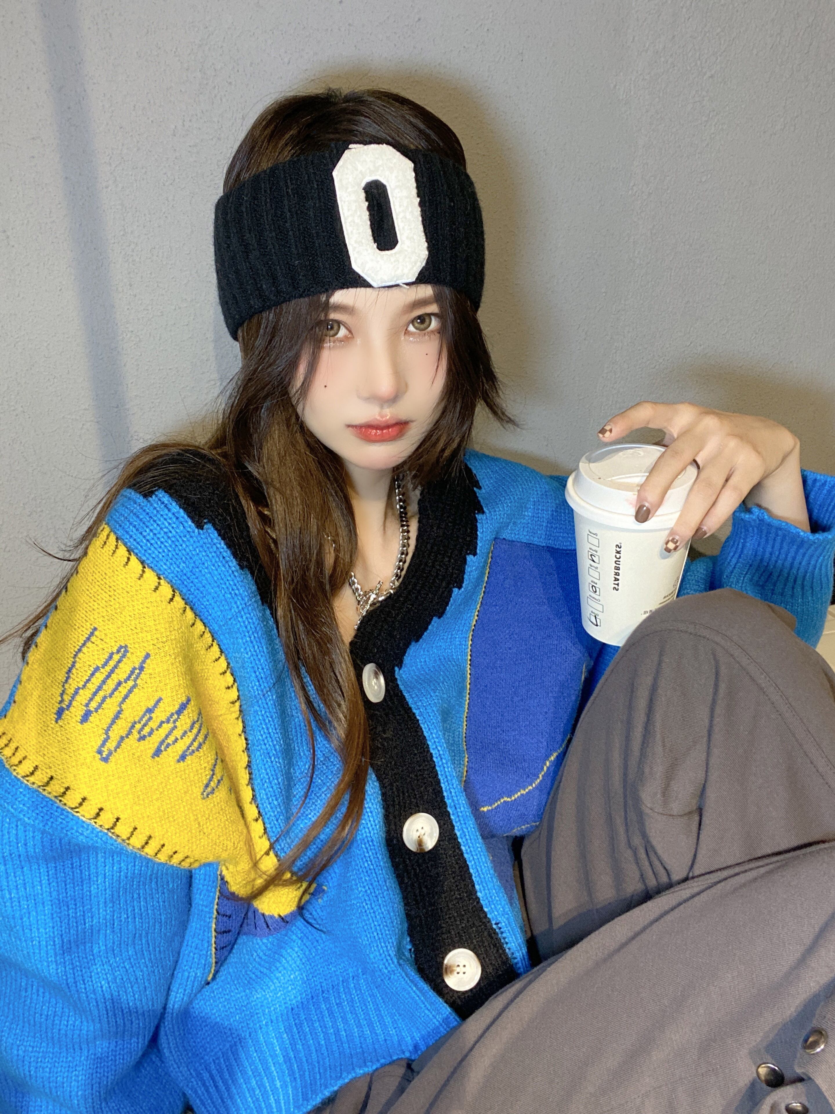 セーター カラーショートルーズVネックカーディガンジャケット オータムトップス 秋物 ブラックストロベリース66018156136