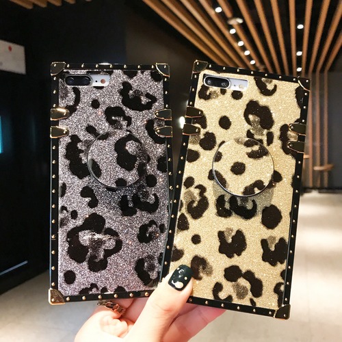 トランク風 ヒョウ柄 iPhoneケース キラキラ ポップソケッツ付☆限定