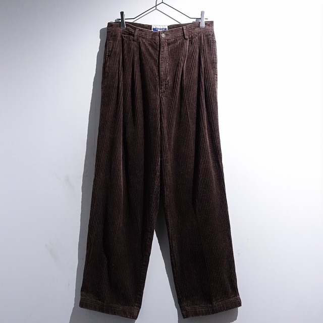 90s "BAXTER" Brown Corduroy 2-Tuck Wide Straight Pants