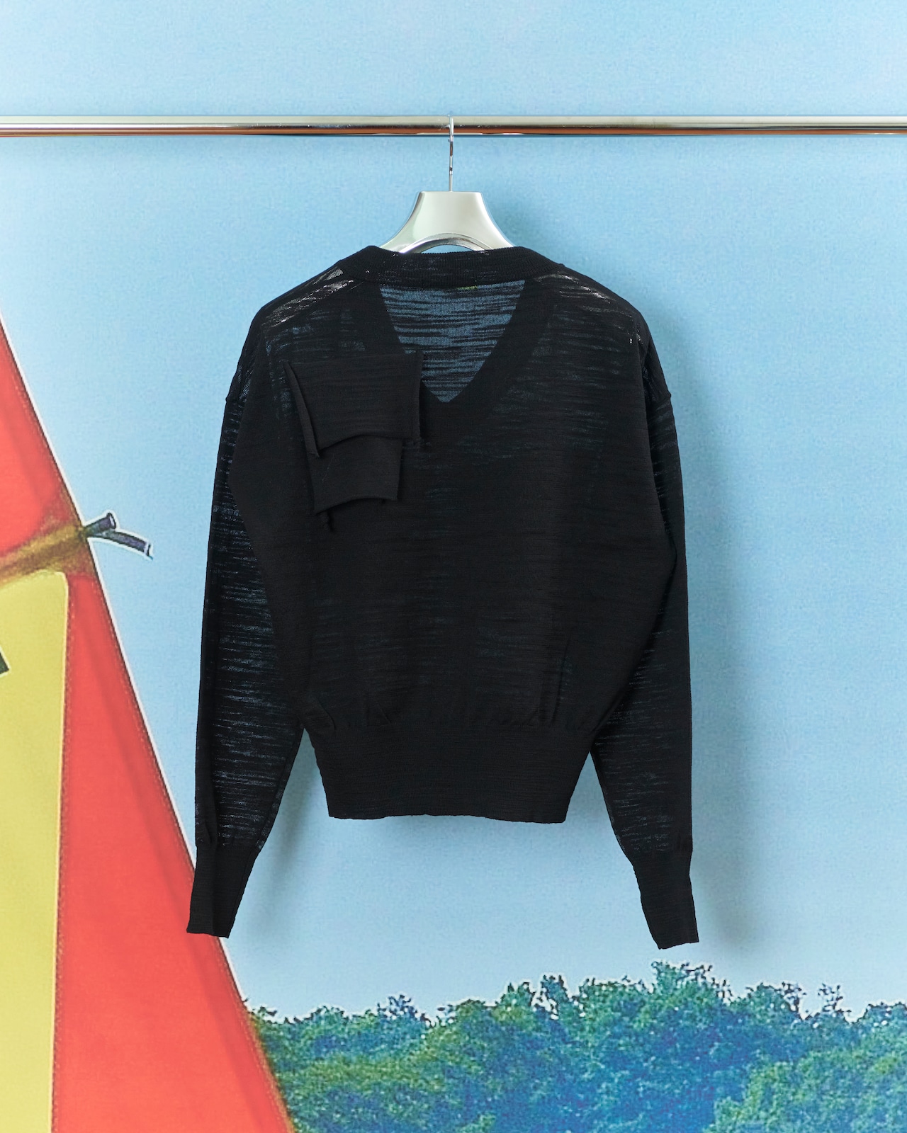 kotohayokozawa - TD V-NECK SHEER KNIT :Black|シアー/Vネック/デコレーション