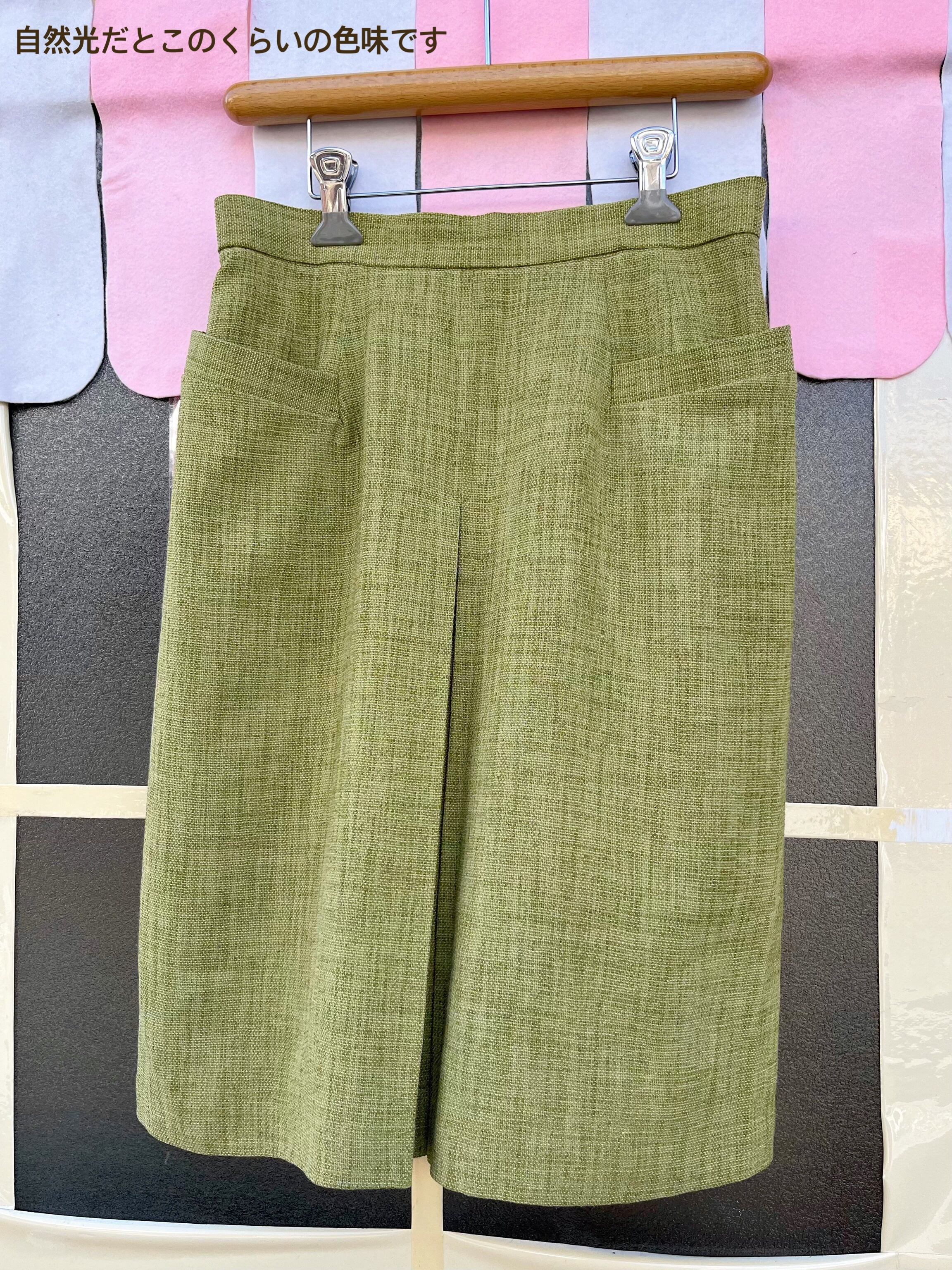 moss green tuck skirt