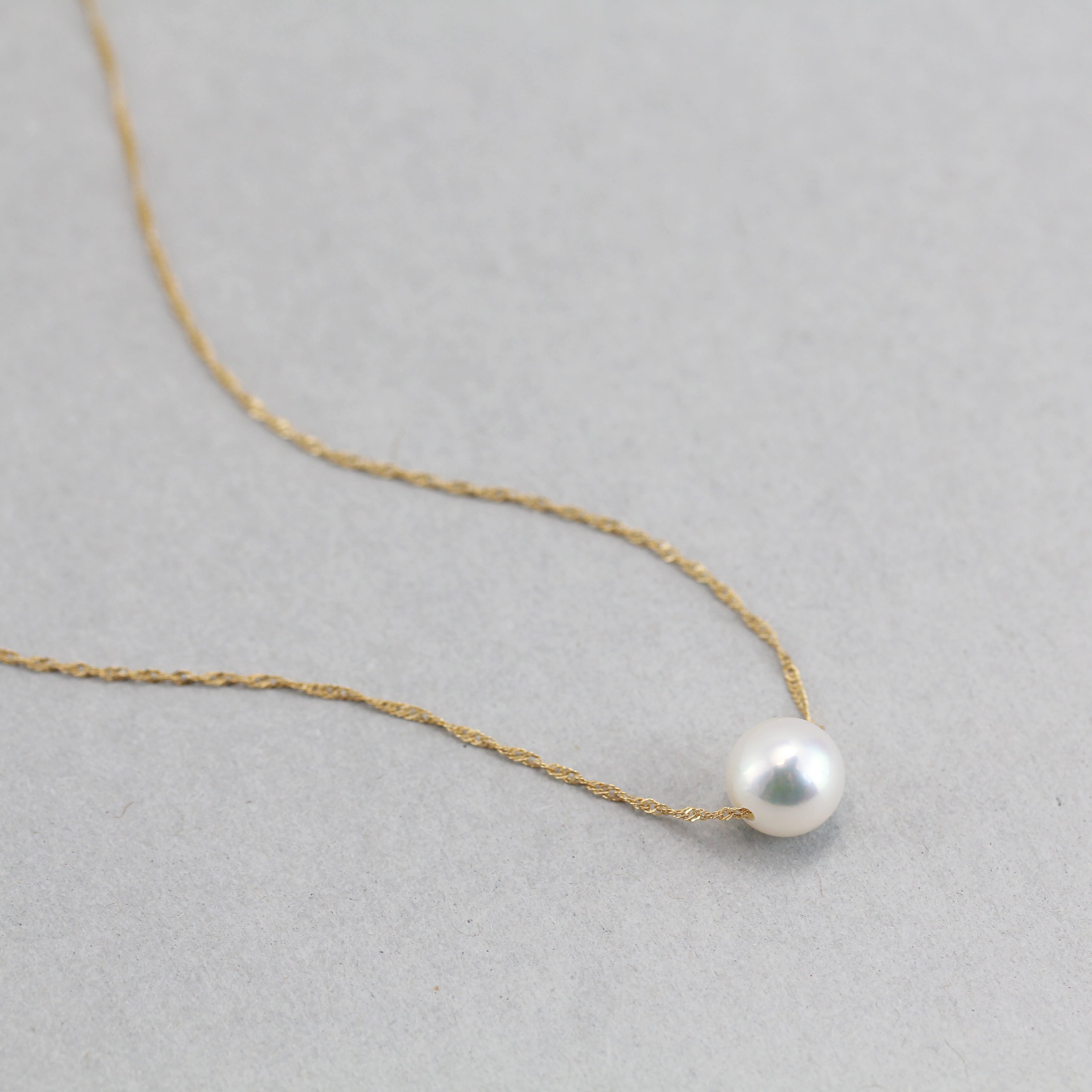 K18 アコヤ真珠 1粒 ツイストチェーンネックレス No.168 | スキン